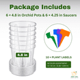 thumbnail image 4 of 6 Pack 4 Inch Clear Orchid Pots with Trays, Air-Column Base Nursery Pots for Orchids, Hoya, Monstera Cuttings, Philodendron and Tropical Plants, 10 Plant Labels Included, 4 of 9
