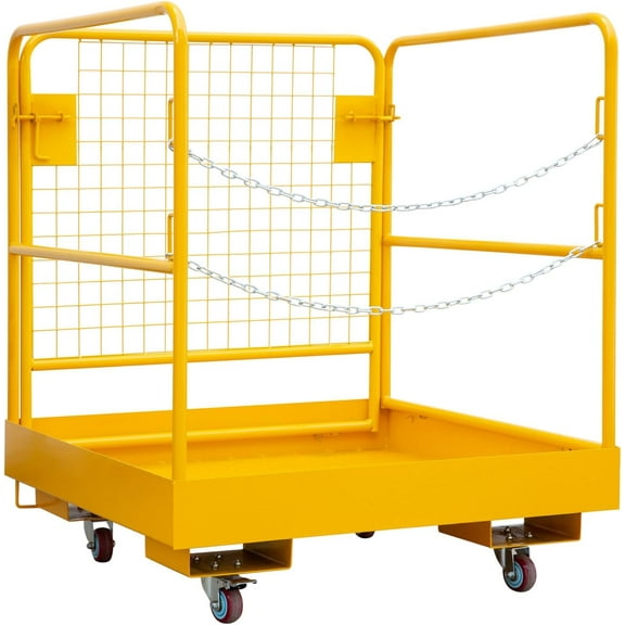 Forklift Security Cage 36"x36" Work Platform - 1200 lbs Capacity Lift Basket with Casters & Chain-Secured Gate