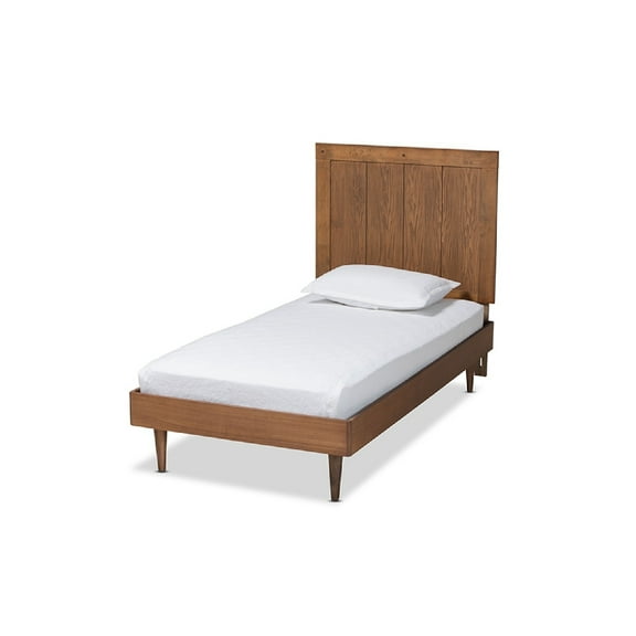 Baxton Studio Nicola Mid-Century Modern Transitional Ash Walnut Finished Wood Twin Size Platform Bed