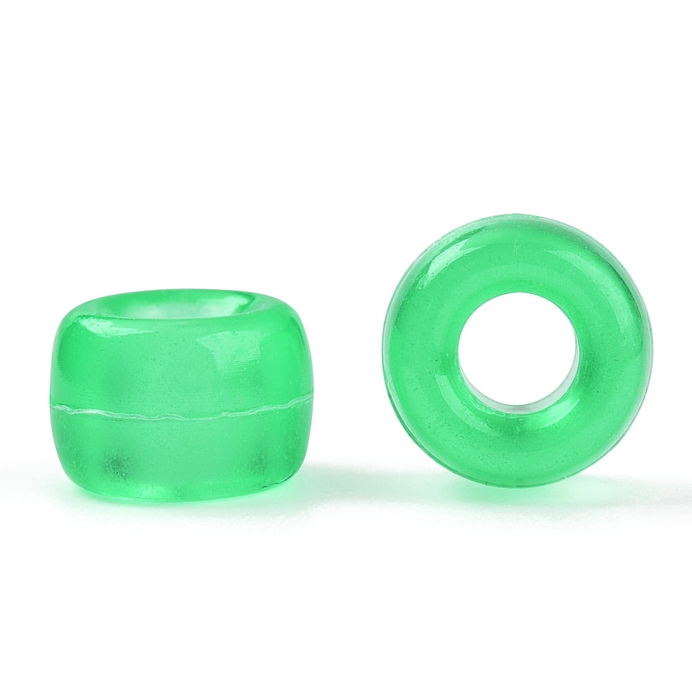 500 g Transparent & Luminous Plastic Beads Frosted Crow Beads Pony Beads Glow in the Dark Barrel Spring Green 9x6mm Hole: 3.8mm about