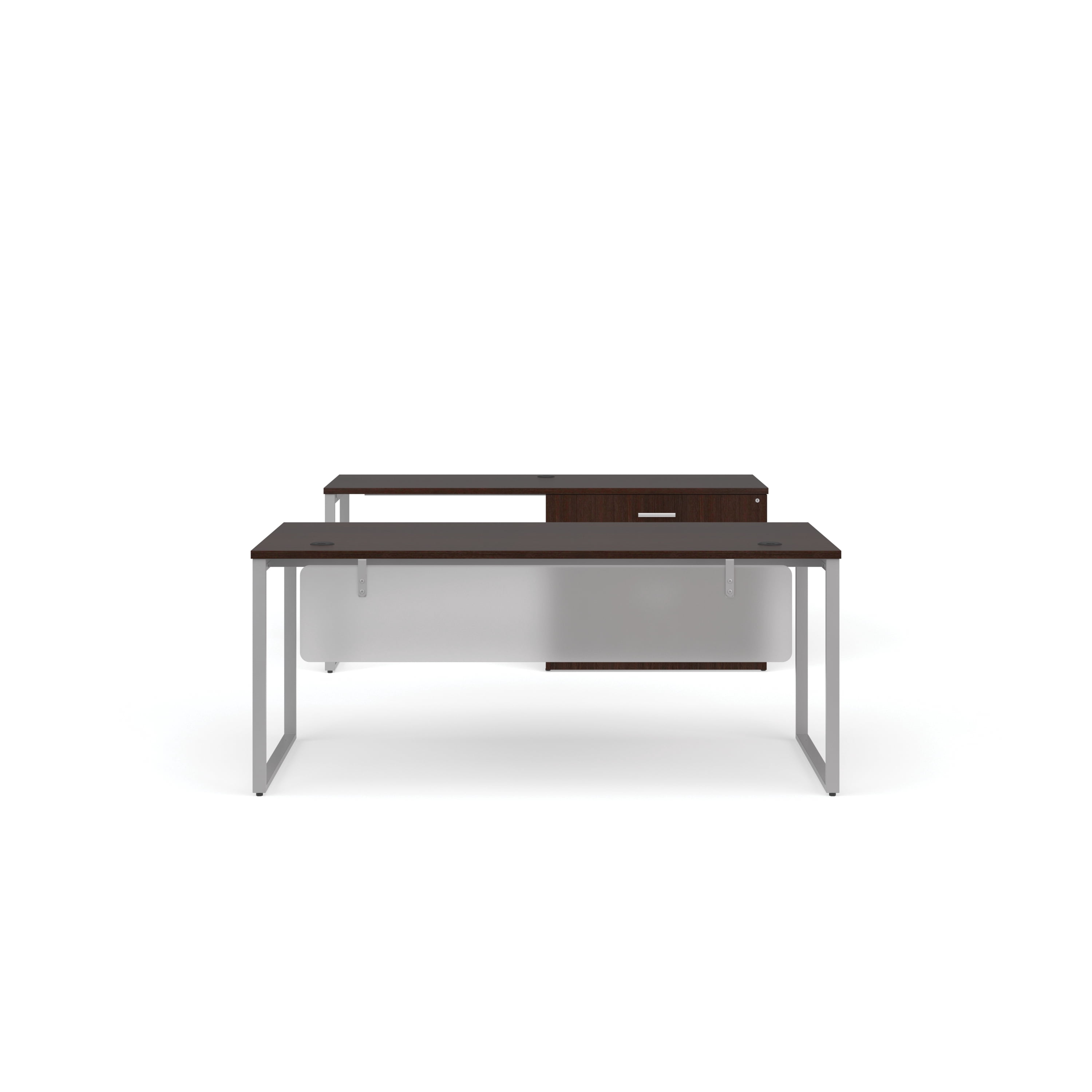OFM Fulcrum Series Office Furniture Set, 72" Table Desk, 72" Credenza, Lateral Filing Cabinet, Modesty Panel, in Espresso