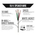 thumbnail image 2 of Voltive 18/4 Speaker Wire - CL3 - In-Wall & Direct Burial - OFC - 250FT - White, 2 of 6