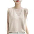 thumbnail image 2 of Womens Ribbed Tank Tops Fashion For Summer/Spring Sleeveless V-Neck Casual Loose And Comfortable Solid Color Beige Tank Tops Loose Fit S-2XL, 2 of 4