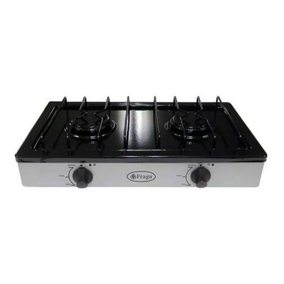 Parrilla Fraga Mod P104 2 Quemadores Color Negro Llama Azul