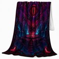 thumbnail image 2 of All Seeing Eye Pyramid over Crystal Cavern, Occult Fantasy Style for Mystic Art Lovers, Lunar Portal Scene and Halloween Gift, Soft Flannel Blanket for Studio, Home Decor, 2 of 9