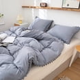 thumbnail image 5 of Move Over 3 Pieces Grayish Blue Bedding, Boho Fringe Duvet Cover Set Queen, Washed Microfiber, No Filling, 5 of 8