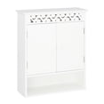 thumbnail image 6 of Hassch Wall Mounted Bathroom Storage Cabinet with 2 Doors, 3-Tier Shelf, Carved Design, White, 6 of 8