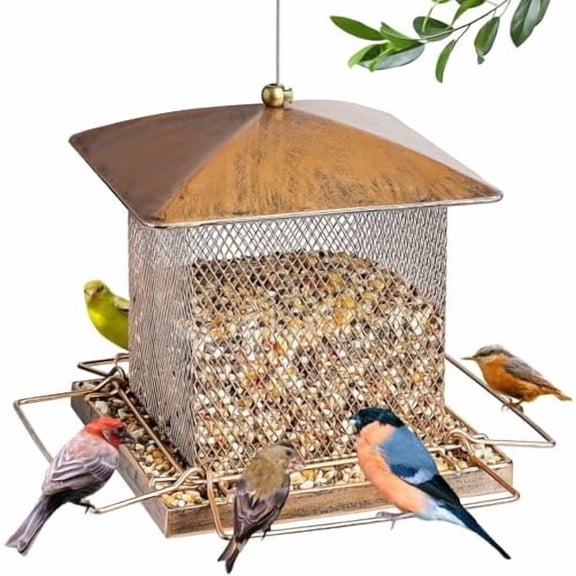 Bird Feeder, Heavy Duty Metal Bird Feeders for Outdoor Hanging, Wild Birdfeeder with Buckle for Garden Yard Outside Backyard, 3.5LB Large Capacity