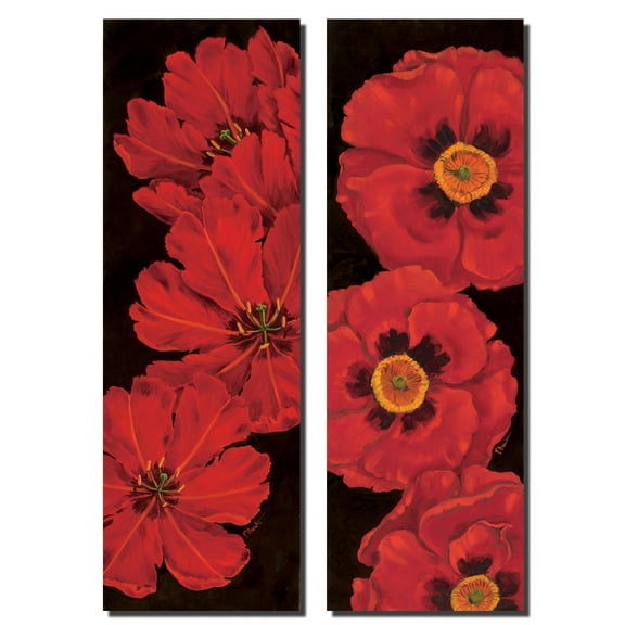 Bella Grande Red Tulips and Poppies; Floral Decor; Two 6x18 Poster Prints