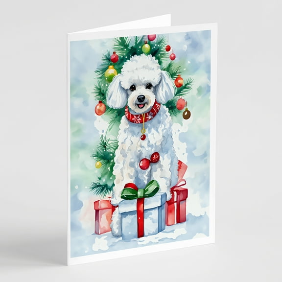 Poodle Christmas Greeting Cards Pack of 8 7 in x 5 in