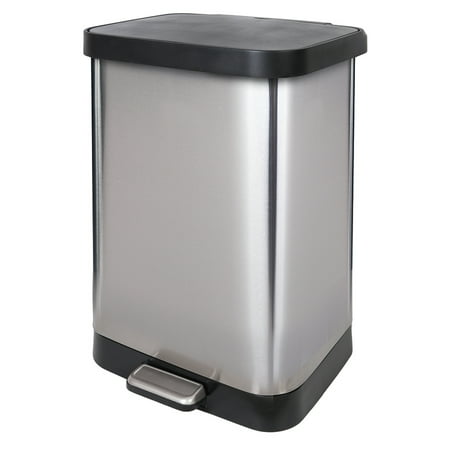 Glad 13 Gallon Stainless Steel Step on Trash Can