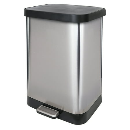 GLAD Stainless Steel Step Trash Can with Clorox Odor Protection of The Lid  Fits Kitchen Pro 13 Gallon Waste Bags
