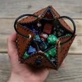 thumbnail image 5 of Bolsa de dados D20 de cuero PU, bolsa de dados poliédricos Bolsa portátil con cordón para juegos, bolsa de dados DND, marrón, 5 of 5