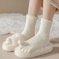 thumbnail image 5 of Women Solid Color Fuzzy Plush Toe Socks Winter Warm Soft Coral Fleece Five Finger Home Sleep Socks Thermal Slipper Socks, 5 of 20