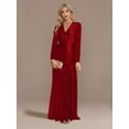 thumbnail image 1 of Robe de Mariage Robes d'Invitée de Mariage pour Femmes à Manches Longues à Col en V Sirène Robe de Banquet Robe de Soirée pour Femmes Robe de Fête, 1 of 9