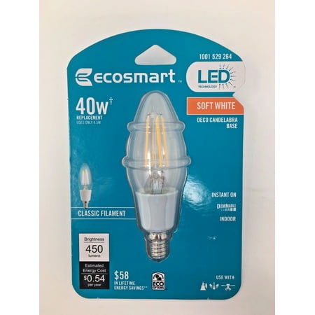 UPC 887437030073 product image for 4 Pack EcoSmart 40W Eq. Soft White B11 E12 Vintage Style Filament Dimmable LED | upcitemdb.com