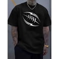 thumbnail image 1 of Black Rugby Graphic Lightning Bolt Ball Print Sports Design Unisex T-Shirt N839, up to Size 5XL, 1 of 4