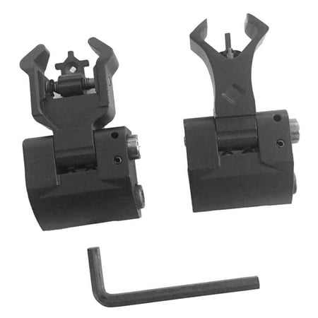 2Pcs Premium Tactical Diamond Aperture Flip Up Front Rear Iron Sights Set by (Best Iron Sights For Flat Top Ar15)