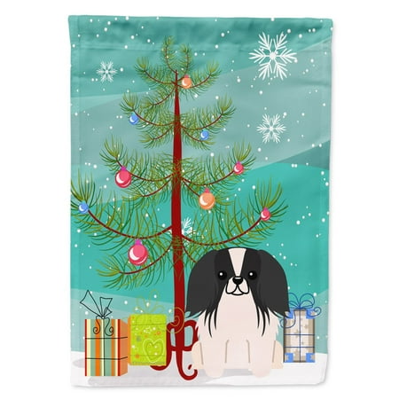 Carolines Treasures BB4230GF Merry Christmas Tree Pekingnese Black White Flag Garden Size   Small  multicolor