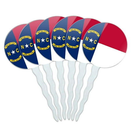 - North Carolina State Flag Cupcake Picks Toppers - Set of 6