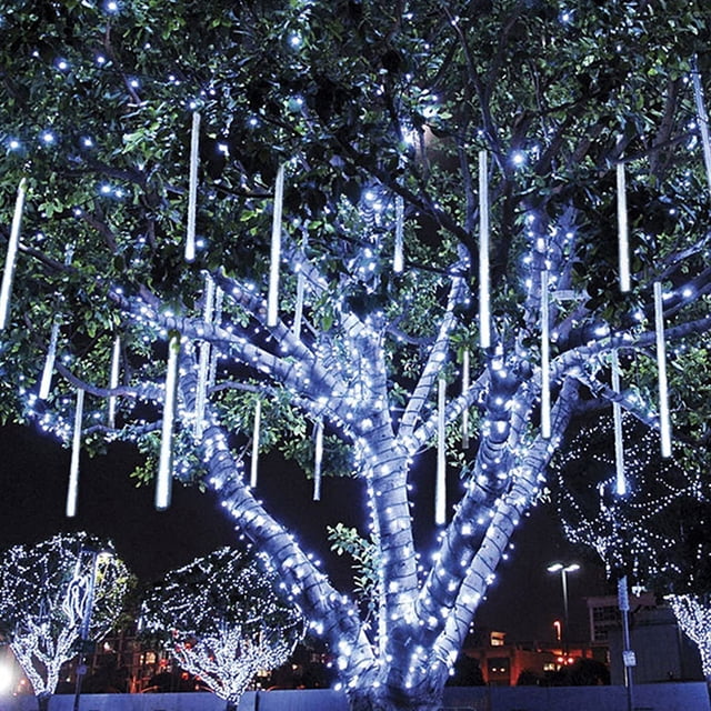 Gota De Lluvia Luces De Lluvia De Meteoritos Led Para Exteriores 8 Tubos 144 Leds Icicle Snow Falling Lights Para Navidad Fiesta De Halloween Vacaciones Guardurnaity HA042452-02