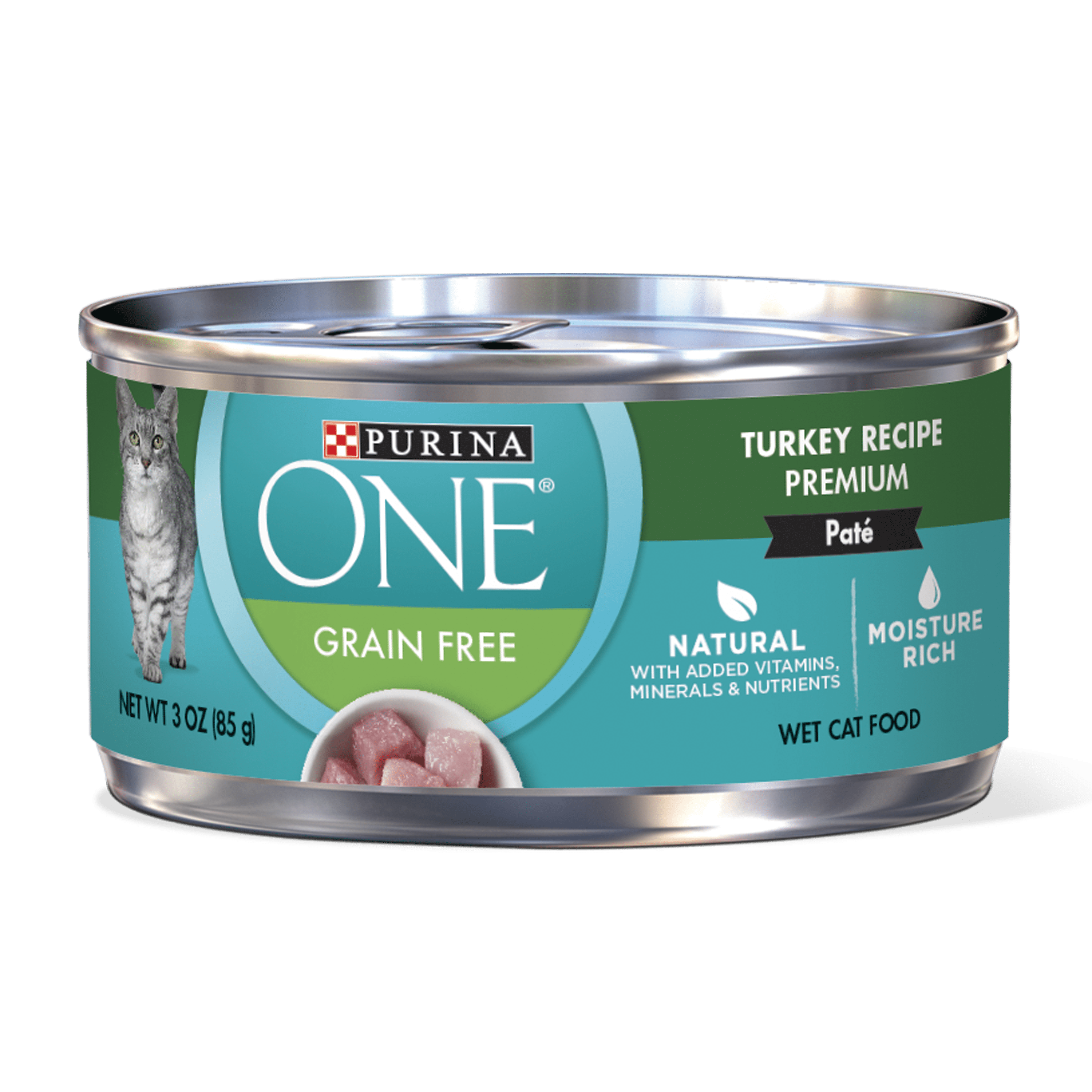 Purina ONE Natural, High Protein, Grain Free Pate Wet Cat Food, Turkey