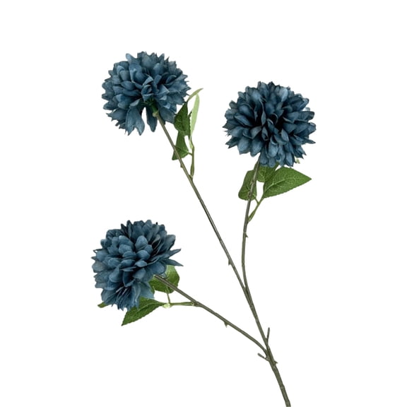 1 Pc Fake Artificial Pompon Mums Flowers Indoor with Long Stems Ball Chrysanthemum Faux Silk Flowers for Vase Floral Arrangement for Spring Home Decor Centerpieces, 25.59 Inch, Haze Blue