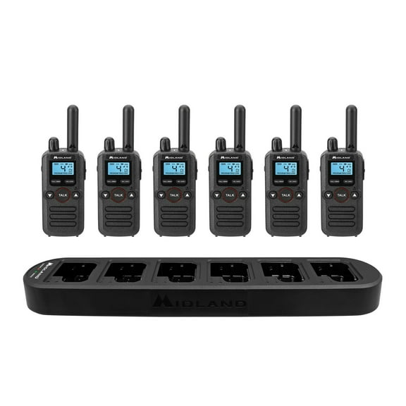Midland - BR180X6BGC Business Radio Walkie Talkie with Ear Piece 6 Unit Bundle 4 Channels