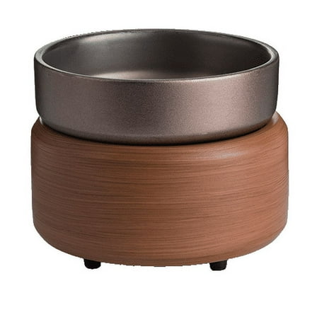 CANDLE WARMERS ETC 2-in-1 Candle and Fragrance Warmer for Warming Scented Candles or Wax Melts and Tarts with to Freshen Room, Bronze and Walnut-Finish Ceramic