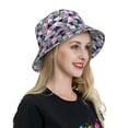 thumbnail image 4 of Yiaed Plaid Flamingo Print Reflective Stripe Bucket Hat Unisex Funny Outdoor Fisherman Cap Beach Sun Hat, 4 of 5