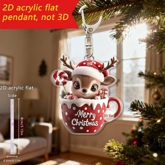 Cheapark 2D Acrylic Cute Snowman Christmas Keychain - Adorable Durable Car/Backpack Pendant, Festive Holiday Decoration Props