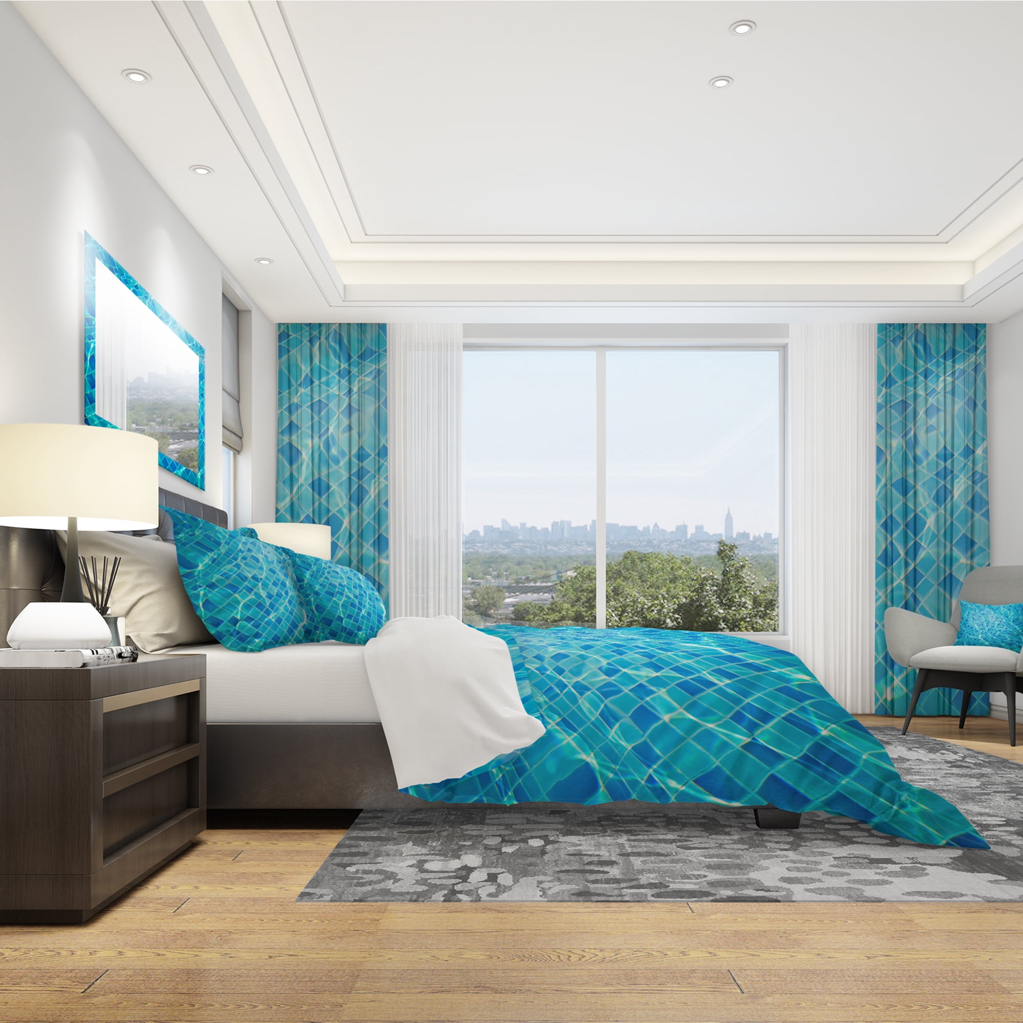 Designart 'Indigo Swimming' Modern & Contemporary Duvet Cover Set