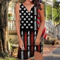 thumbnail image 2 of Hwmodou Women Dresses Casual Round Neck Hollow Ring Colorful Independence Day Printed Sleeveless Vacation Simple Dress Cute Ladies Sundress, 2 of 5