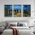 thumbnail image 4 of Full House 3 Panels Framed Canvas Wall ArtOil Paintings - Starry Night Over The Rhone - Aesthetic Prints for Living Room Bedroom Office, 4 of 5