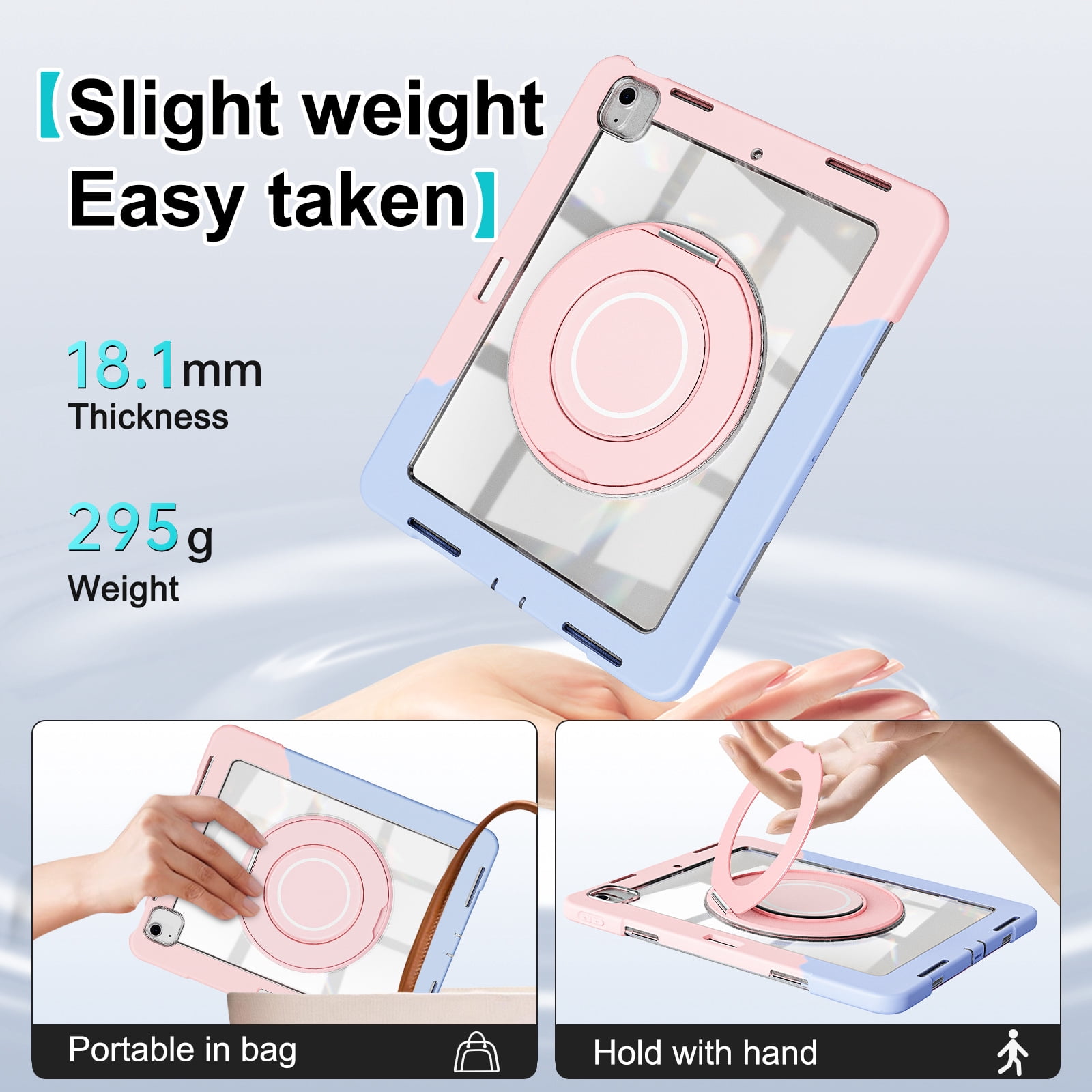 XYX Shockproof Tablet Case for iPad Air 13 inch M3 2025/iPad Air 13 inch M2 2024 with 360 Rotating Stand, Slim Lightweight with Pencil Holder, Colorful