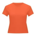 thumbnail image 4 of Women’S Slim Tops Long Sleeve Round Neck Crop Top Tee Shirt Basic Solid Tight Slim Fit Cropped Shirt Workout Yoga, 4 of 4