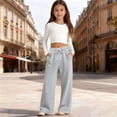 thumbnail image 2 of XINXIAOO Kids Sweatpants Active Fit Elastic Waist Jogger Sweatpants with Pockets Girls Athletic Pants Light Gray Pants for Girls Uniform Pants 9-10 Years, 2 of 4