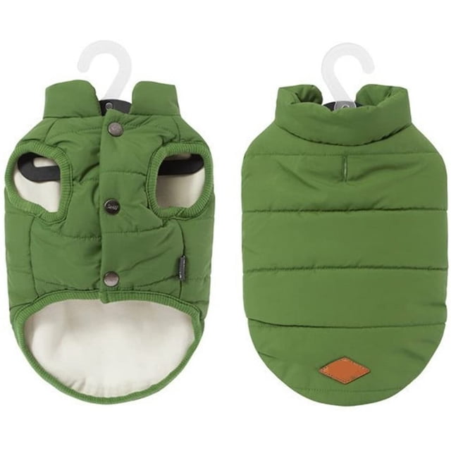 Abrigo verde talla L para perros, ropa de invierno para perros, chaqueta forrada cálida de invierno, chaleco para bulldog francés y pug.