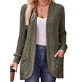 thumbnail image 3 of Cárdigan para Mujer, Suéter de Larga con Abertura Frontal y Bolsillos para Otoño e Invierno. Verde Oliva XL, 3 of 8