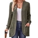 thumbnail image 3 of Cárdigan para Mujer, Suéter de Larga con Abertura Frontal y Bolsillos para Otoño e Invierno. Verde Oliva XXL, 3 of 8