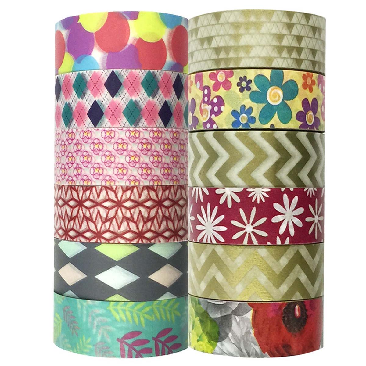 Wrapables® Washi Tapes Decorative Masking Tapes, Set of 12, ADSET31