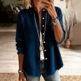 thumbnail image 2 of Denim Jackets for Women Tassel Brushed Long Sleeve Button Up Casual Open Front Jean Coat with Pockets, 2 of 9