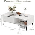 thumbnail image 2 of Blanca mid century moderno coffee mesa con almacenamiento - de madera 2 niveles cocktail mesa con sliding door y solid wood legs para sala de estar o oficina en casa, 2 of 7