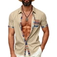thumbnail image 2 of jowamay Boho Shirt for Men Color Block Lapel Short Sleeve Casual Button Up Shirts Fashion Clothes for Leisure, 2 of 9