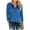 Blue, variant on Women's Tops Long Sleeve Plus Size Button V-neck Three Quarter Sleeve 3/4 Sleeve Raglan T-shirt Loose Top