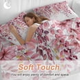thumbnail image 5 of Pink Eucalyptus Leaves Duvet Cover Set, Summer Botanical Watercolor Soft Duvet Cover Twin Size Bedding Set 4 Pieces, 1 Quiltcover and 2 Pillowcases with Zipper, 1 Bed Sheet for All Seasons, 5 of 9