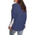 thumbnail image 3 of Anbech Women's Lace Long Sleeve Shirt Round Neck Solid Color Blouse Hem Tightened Tops, 3 of 5