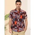 thumbnail image 2 of Lars Amadeus Camisas abotonadas de mancorcon bloques de colores geométricos irregulares pahombre marrón naranM, 2 of 6