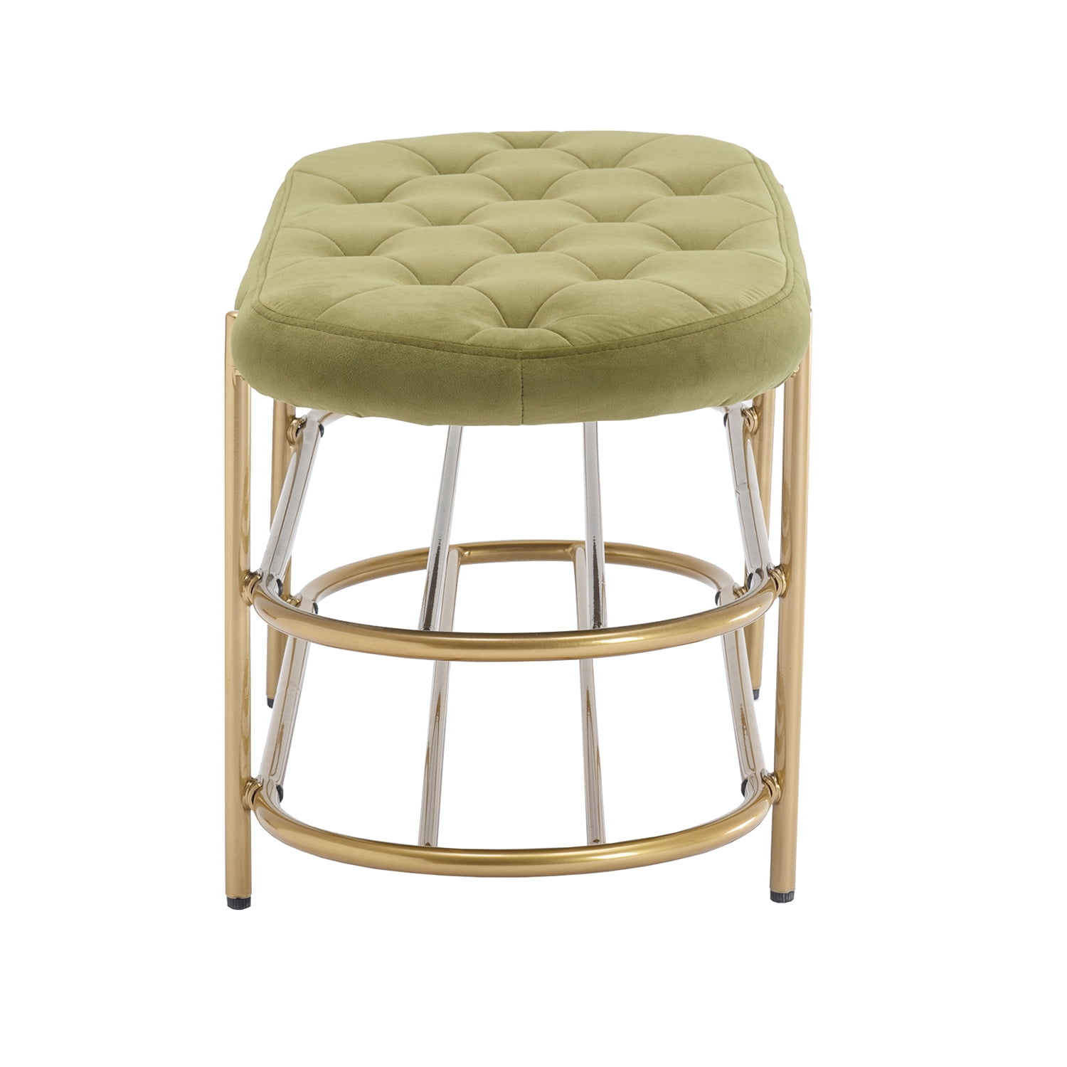 Kadyn Upholstered Velvet Beach, End of Bed Bench with 2 Shelf, Storage Beach for Living Room, Entrance, Olive Green