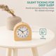 thumbnail image 4 of Wooden Alarm Clock - Analog Alarm Clock with Retro Design, Snooze & Light Function - Simple Battery Operated Alarm Clock in Natural Light Brown Wood, 4 of 5